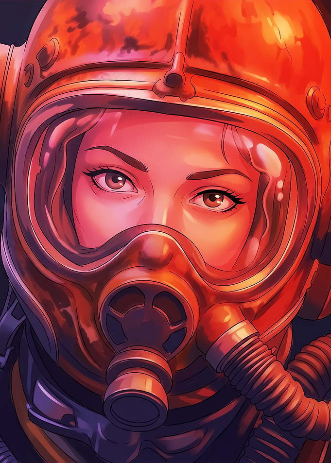 Woman in Gas Mask