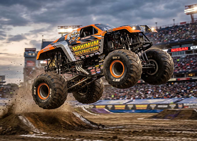 Monster Truck Maximum Destruction in Mid-Air