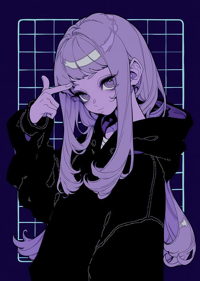 Anime Girl with Finger Gun Pose