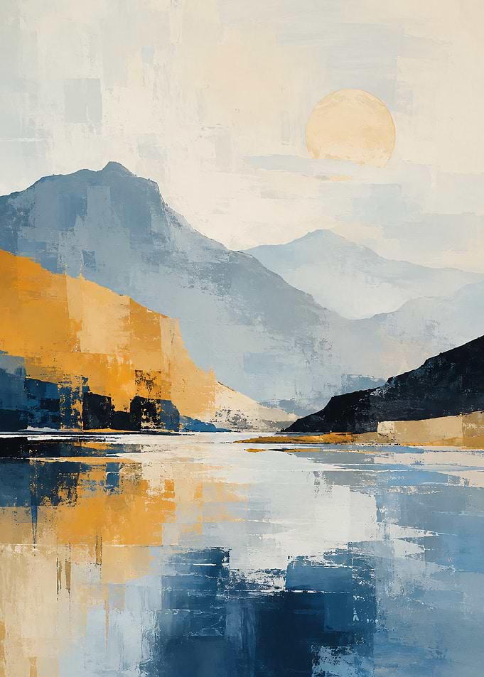 Abstract Mountain Lake Landscape