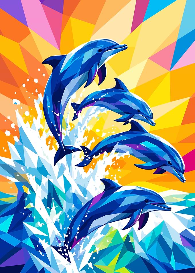 Dolphins leaping from water