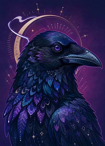Mystical Raven with Celestial Halo