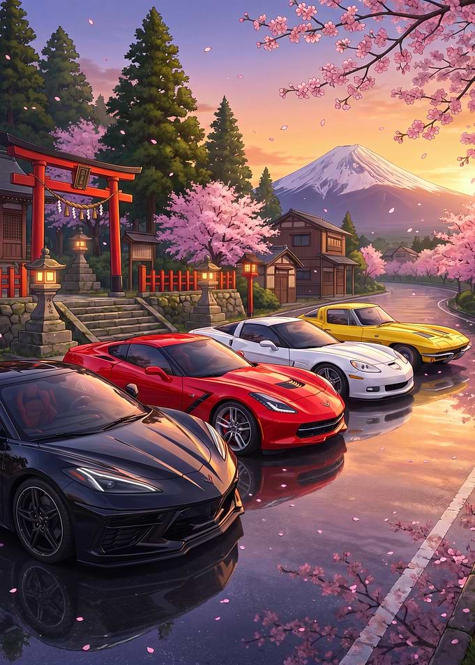 Corvette Car at Mount Fuji Shrine