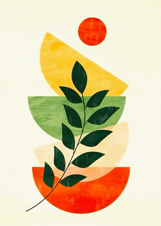 Abstract Botanical Geometric Composition