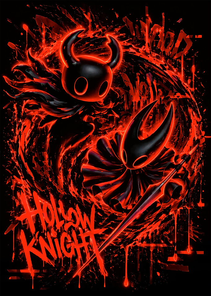 Hollow Knight Characters with Red Splatter