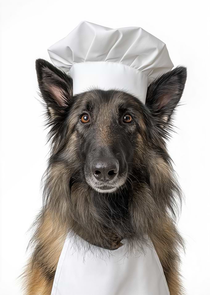 Belgian Tervuren Dog Chef in Uniform