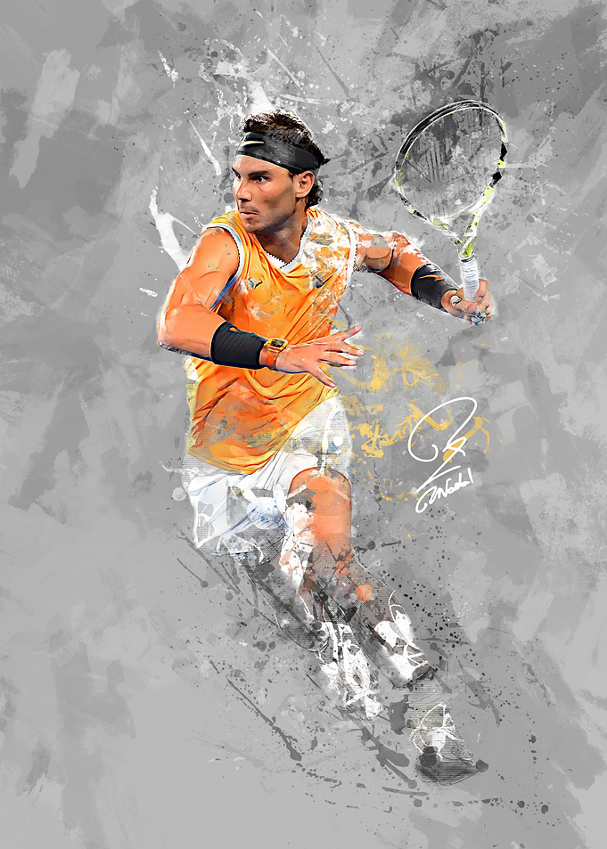 Rafael Nadal Tennis Action Painting