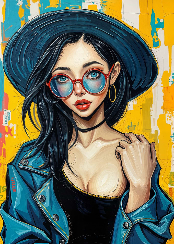 Pop Art Portrait of a Stylish Woman
