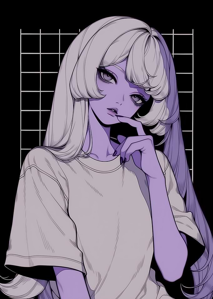 Anime Girl with Purple Skin