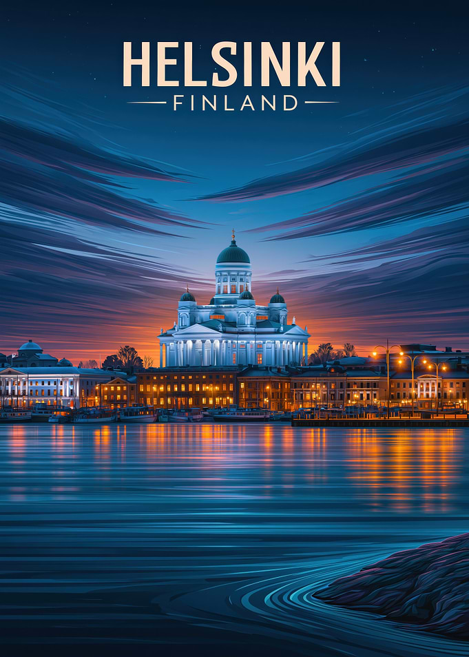 Helsinki Finland Cityscape at Dusk