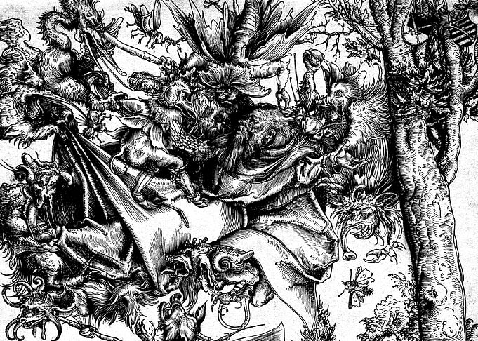 The Temptation of Saint Anthony by Lucas Cranach Christian Saint Engraving
