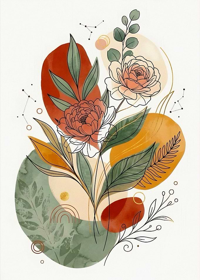 Bohemian Floral Abstract Art