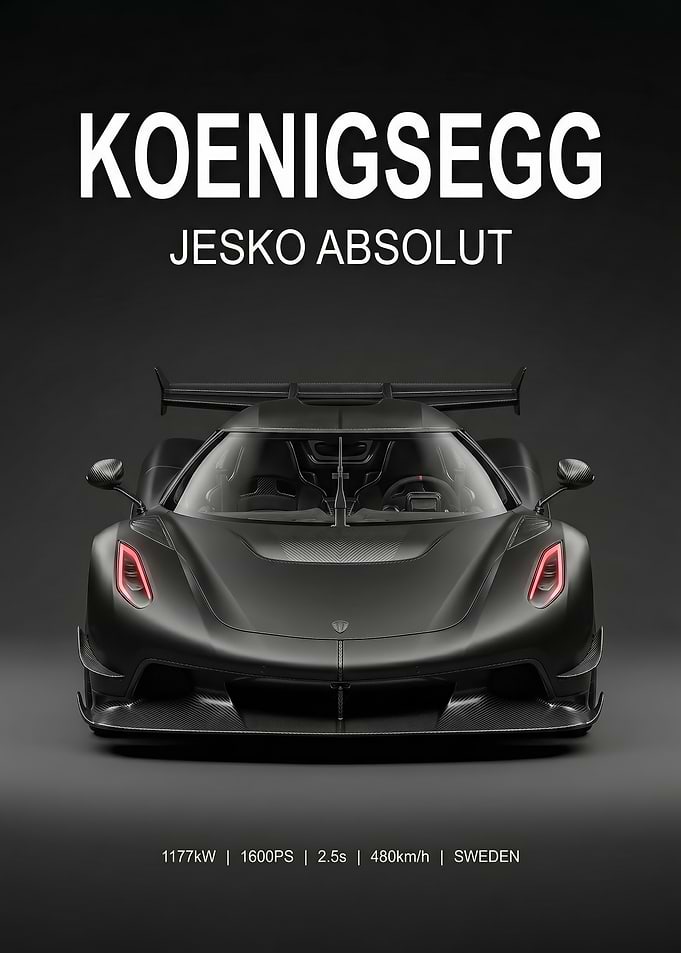 angry black Koenigsegg Jesko Absolut poster