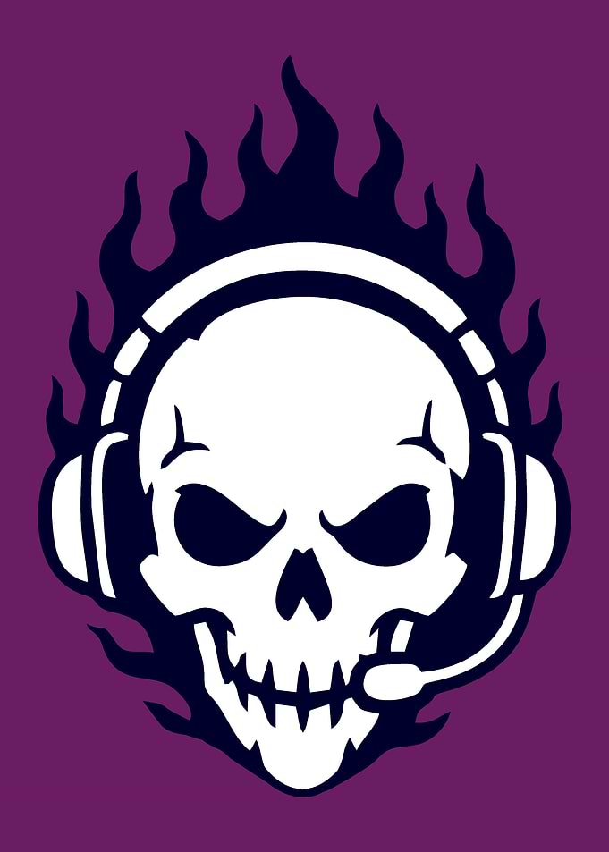 Skull with Headphones and Flames
