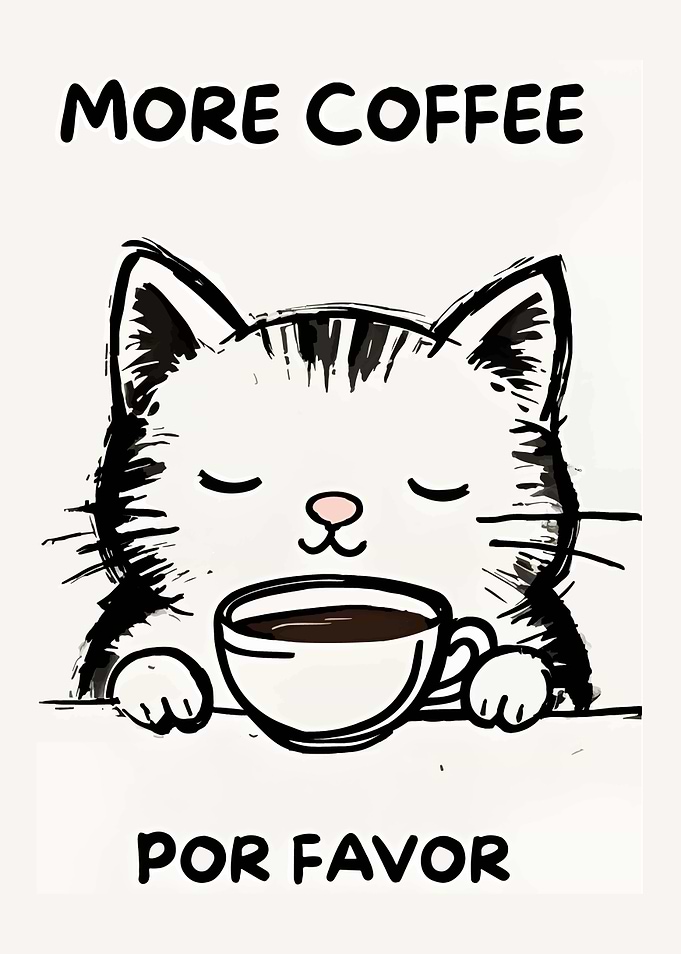 Cute Cat with Coffee
