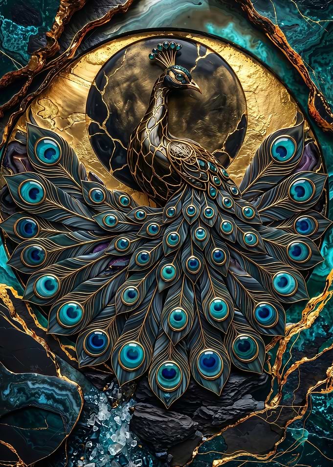 fantasy Ornate Peacock with Jewel-like Feathers