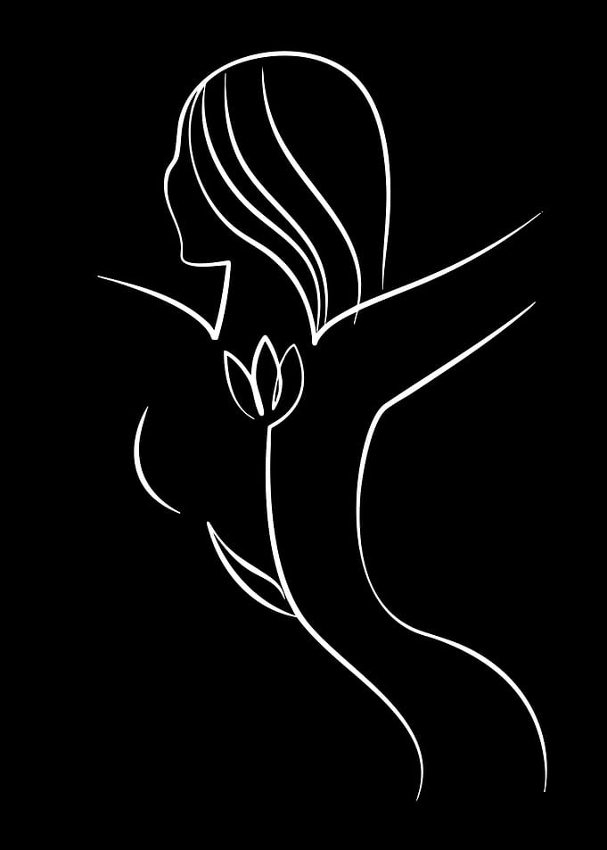 Minimalist Woman with Flower Line Art