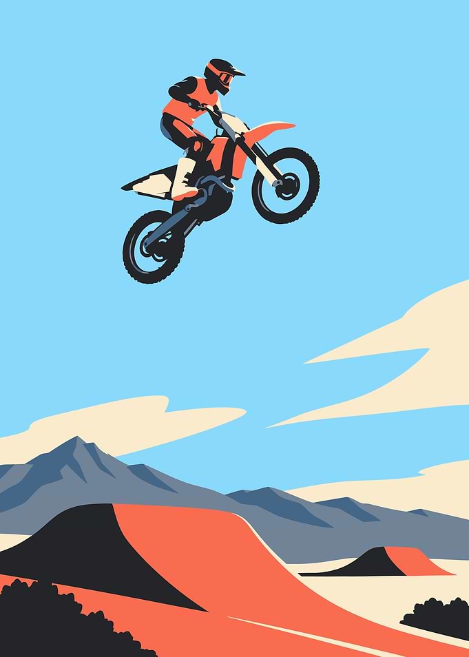 Motocross Rider Mid-Air Jump