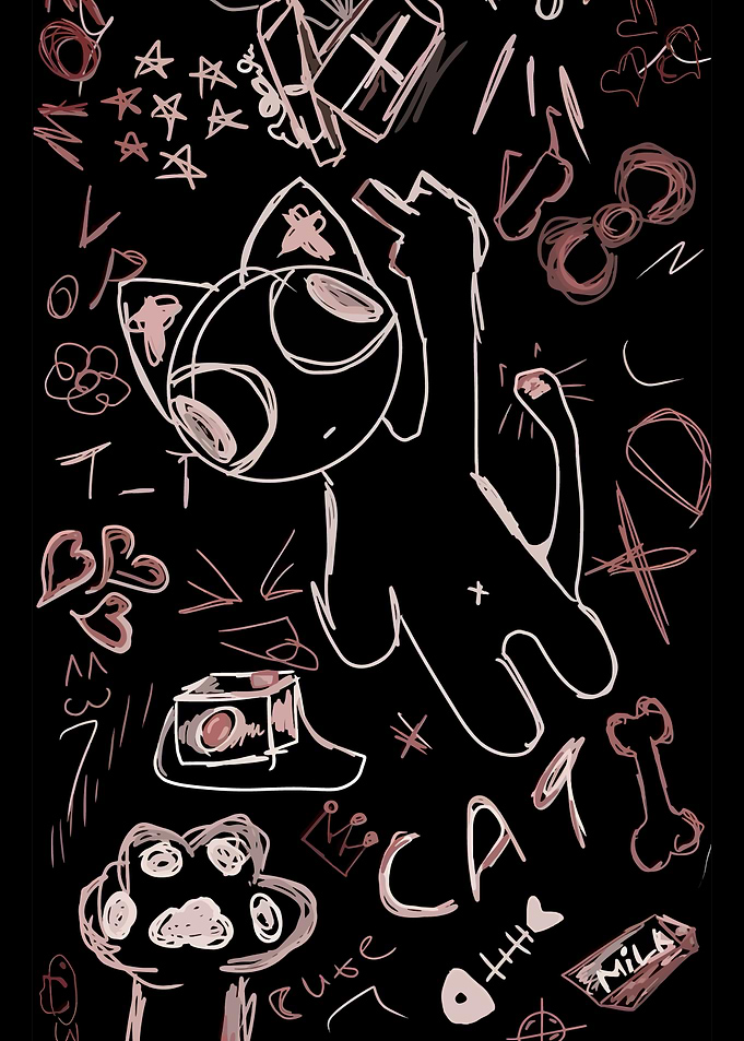 Cute Cat Doodle Art