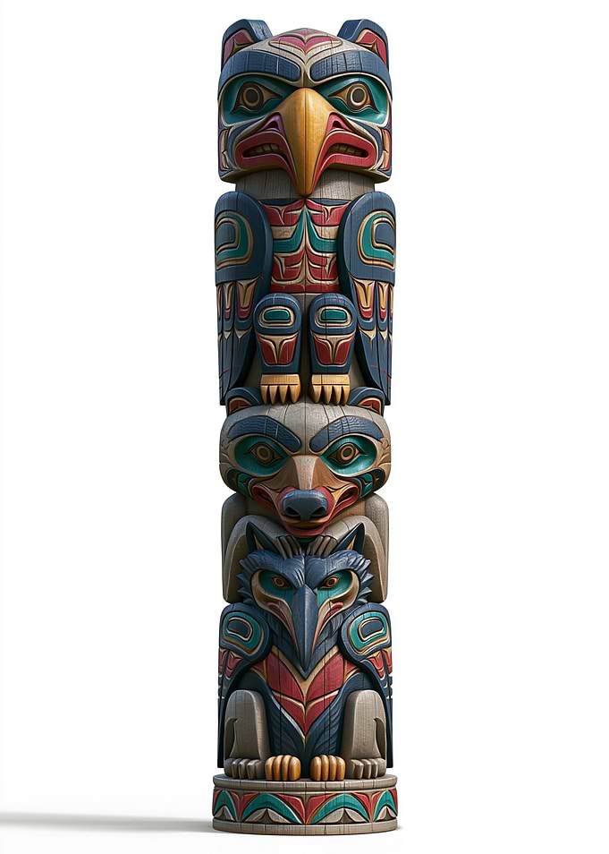 Colorful Totem Pole with Animals