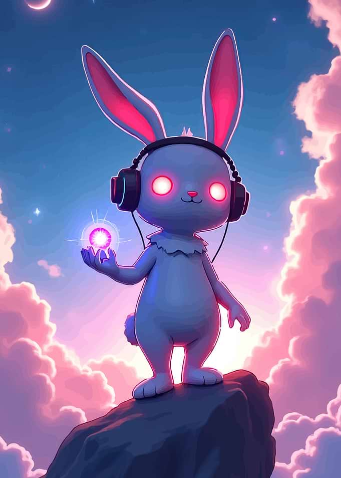 Cute Bunny Holding Glowing Orb