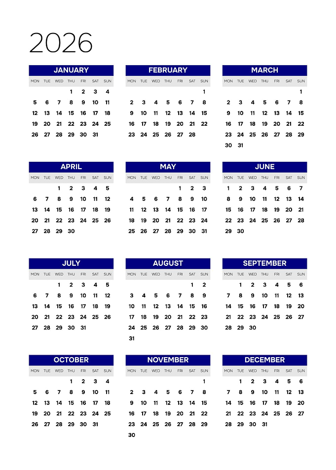 2026 Calendar