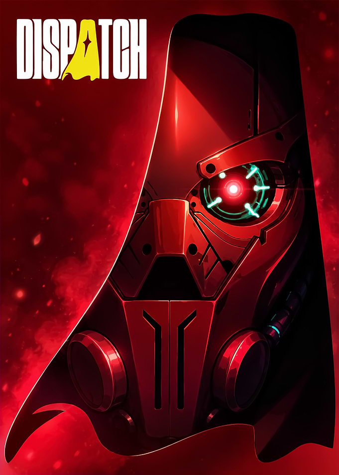 Red Robotic Mask with Dispatch Logo