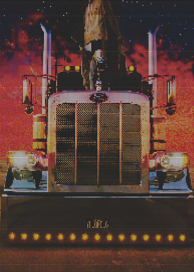 Peterbilt Truck with Fiery Background