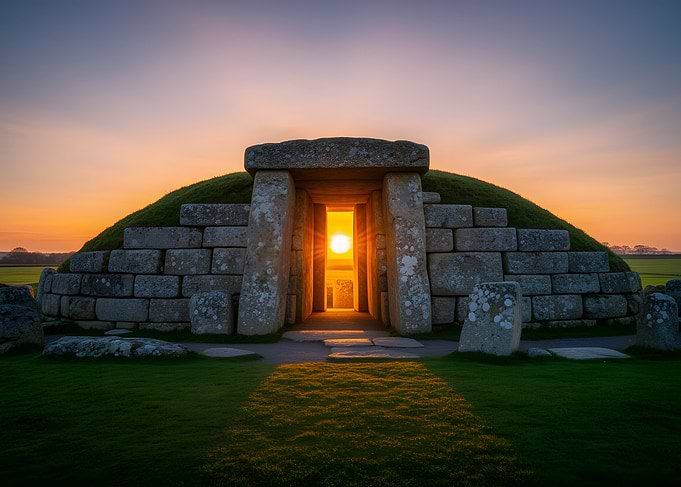 Ancient Tomb Entrance at Sunset