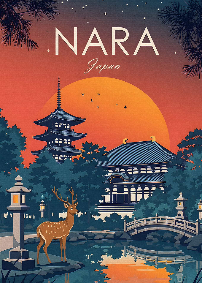 Nara Japan Travel Poster