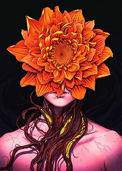 Surreal Floral Head Portrait