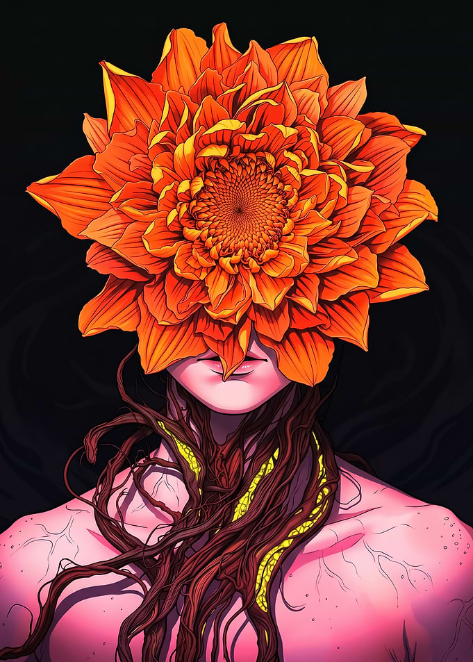 Surreal Floral Head Portrait