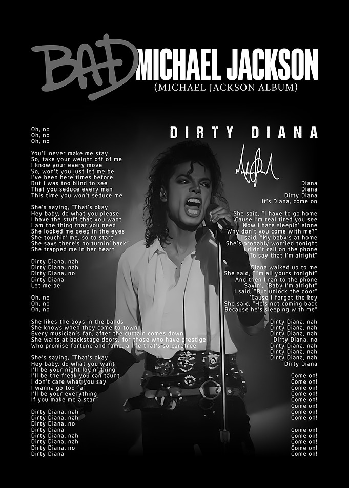 Michael Jackson Dirty Diana Poster