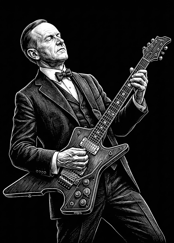 Calvin Coolidge Suit Playing Guitar