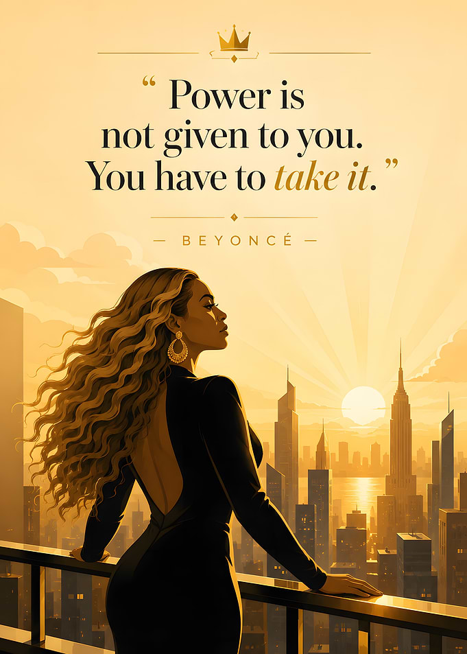 Beyoncé quote with cityscape