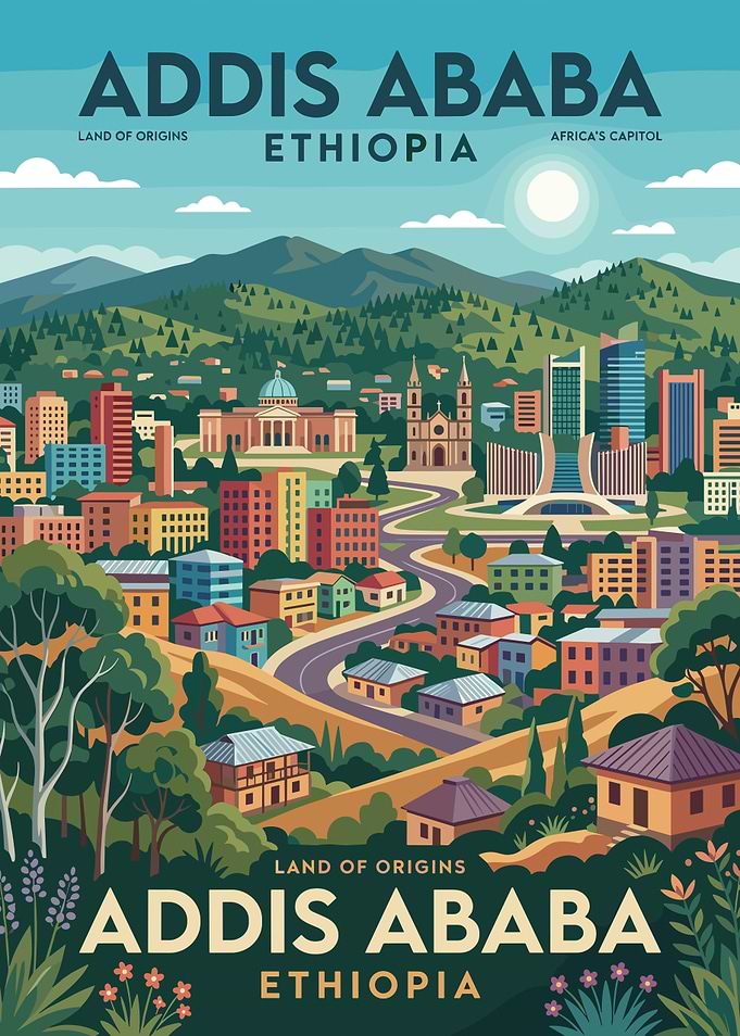 Addis Ababa Cityscape Poster