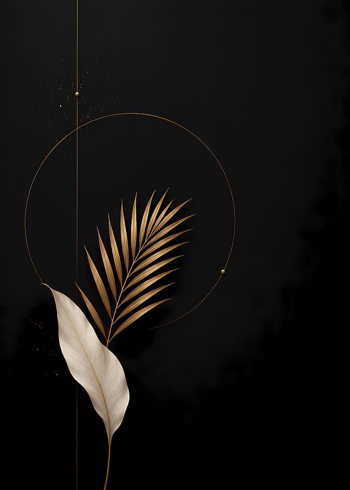 Golden Palm Leaves with Geometric Circle