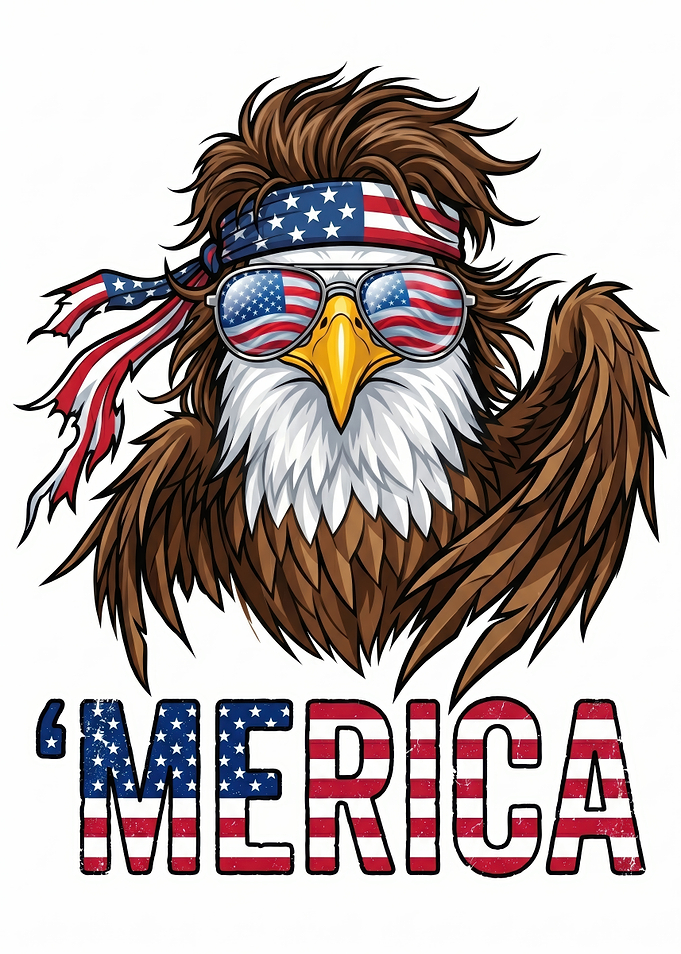 Cool Eagle with American Flag
