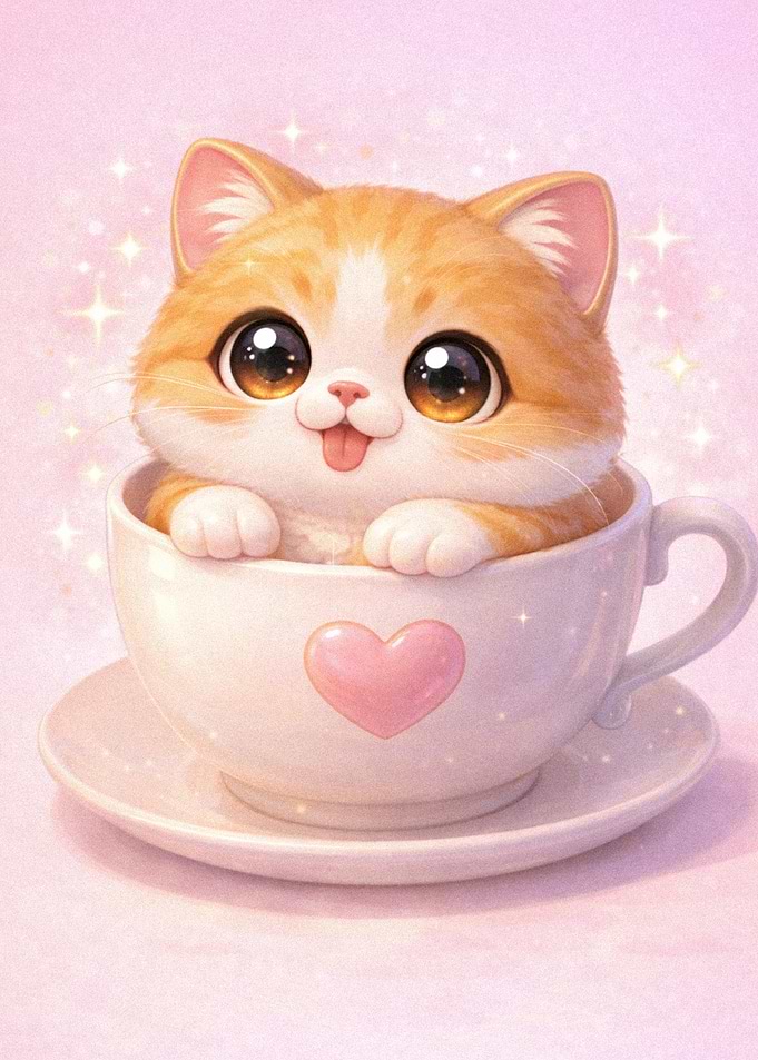 Cute Kitten in a Teacup