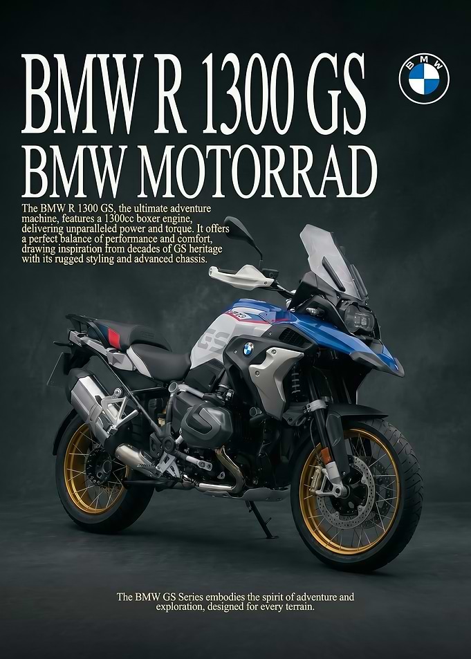 sleek BMW R 1300 GS Motorcycle poster