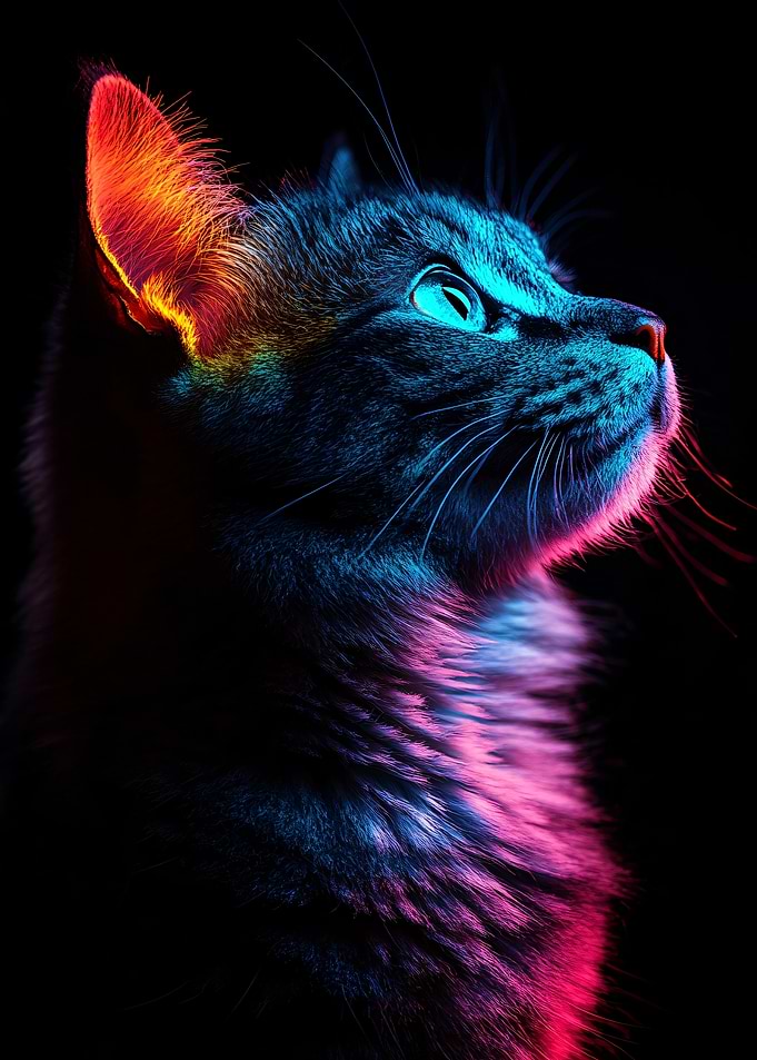 Neon Cat Portrait