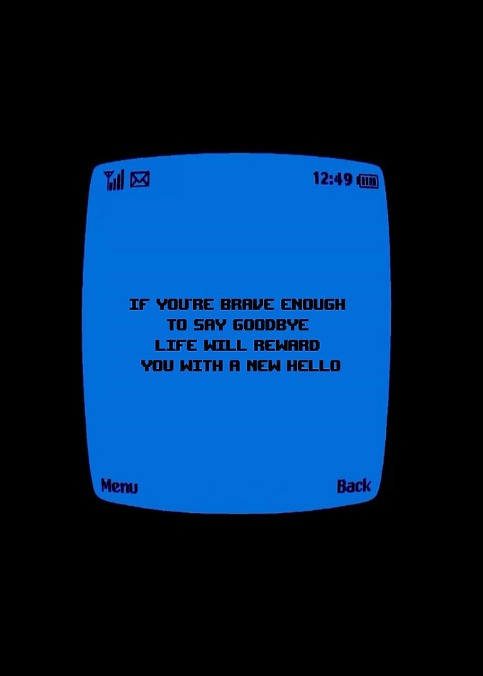 Retro phone message with inspirational quote
