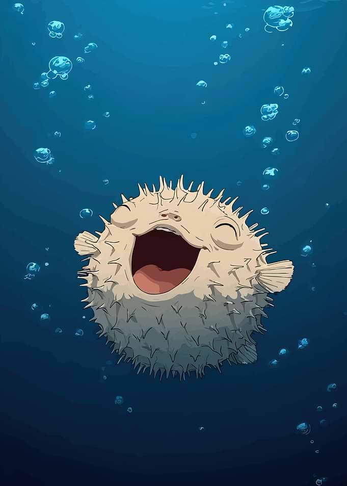 Happy Pufferfish Underwater