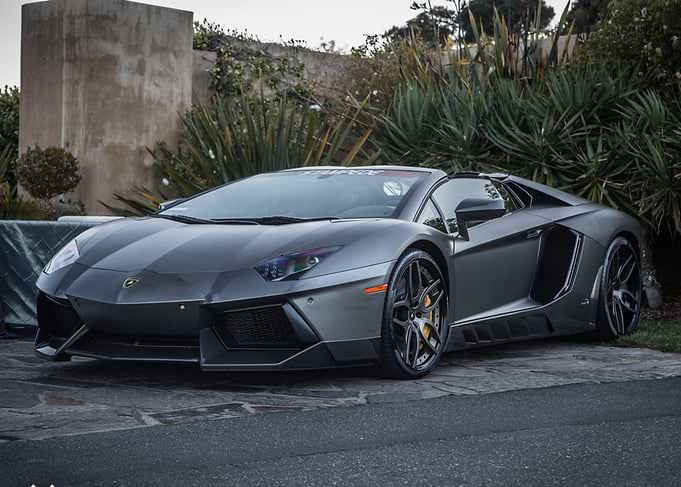 Matte Gray Lamborghini Aventador Roadster