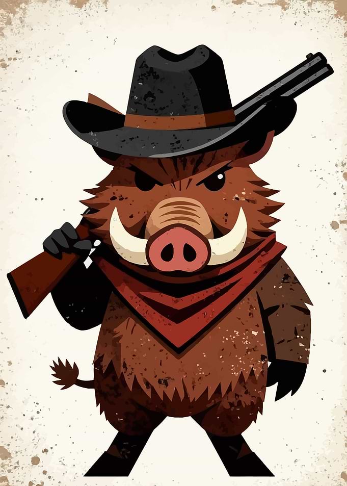 Wild West Boar with Rifle
