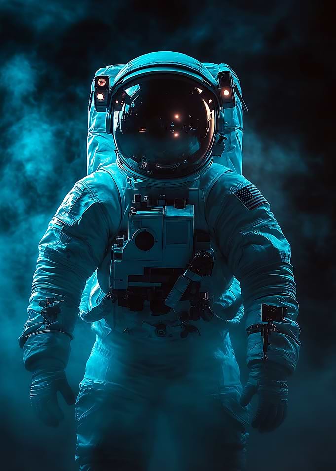 Astronaut in Blue Nebula