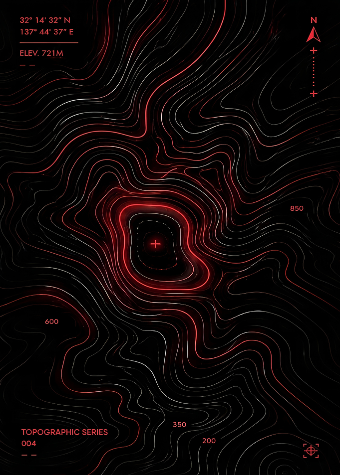 Topographic Map with Red Glow