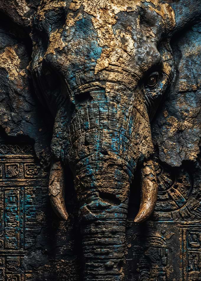 Ancient Elephant Stone Relief Art