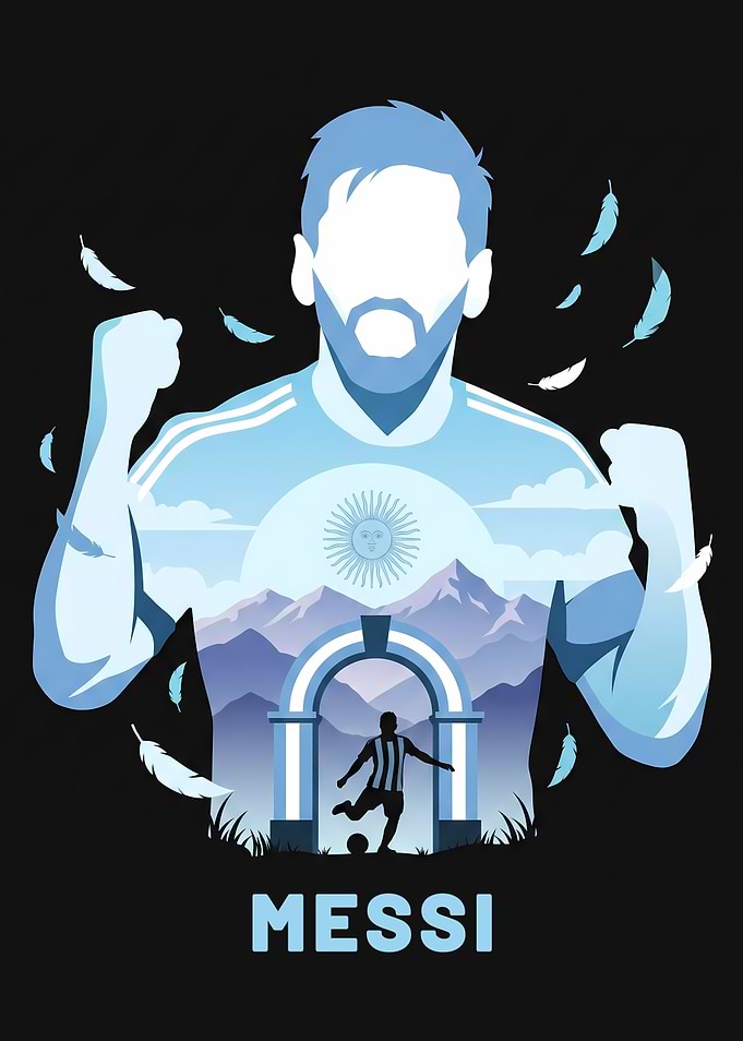 Lionel Messi Silhouette with Landscape