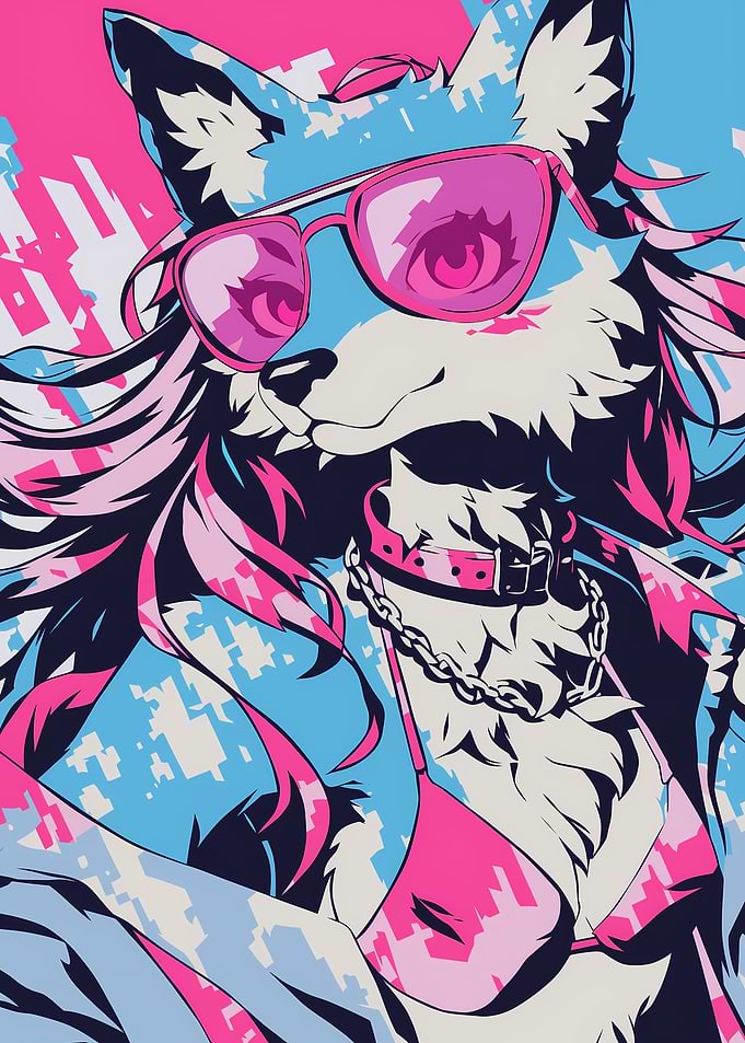 Cool Fox Girl in Sunglasses and Bikini